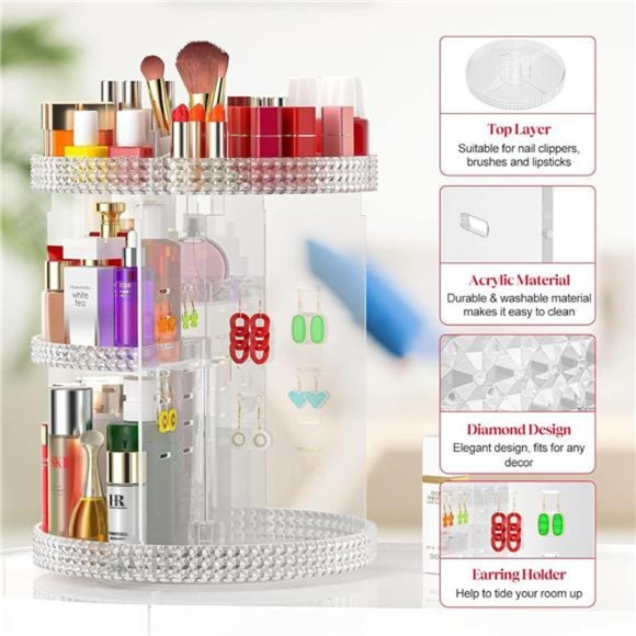 Makeup Organizer 360-Degree Rotating, Adjustable Makeup Storage, 7 Layers Large - Picture 5 of 6